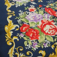 Vintage floral silk scarf | Floral silk scarf | Blue silk scarf | Floral square scarf | Vintage scarf
