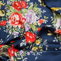 Vintage floral silk scarf | Floral silk scarf | Blue silk scarf | Floral square scarf | Vintage scarf