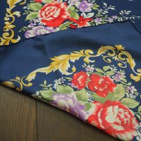 Vintage floral silk scarf | Floral silk scarf | Blue silk scarf | Floral square scarf | Vintage scarf