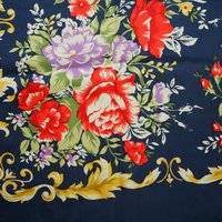 Vintage floral silk scarf | Floral silk scarf | Blue silk scarf | Floral square scarf | Vintage scarf