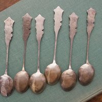 Set of six small vintage teaspoons | Vintage alpacca silver coffee spoons | Matching spoons | Floral teaspoon set | Vintage alpacca spoons