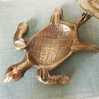 Vintage brass ashtray | Vintage turtle ashtray | Ashtray with lid | Brass turtle ashtray with lid | Vintage brass turtle ashtray