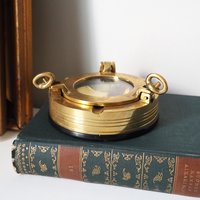 Vintage solid brass ashtray | Ship's porthole ashtray | Nautical ashtray | Lidded ship ashtray | Nautical decor | Glass lid brass ashtray