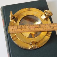 Vintage solid brass ashtray | Ship's porthole ashtray | Nautical ashtray | Lidded ship ashtray | Nautical decor | Glass lid brass ashtray