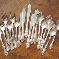 Vintage flatware set for six | Vintage silver plated forks, knives and spoons | Small forks, knives and spoons | Small cutlery set