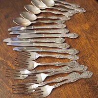Vintage flatware set for six | Vintage silver plated forks, knives and spoons | Small forks, knives and spoons | Small cutlery set