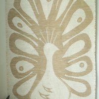 Vintage wall hanging | Peacock wall tapestry | Beige wall hanging | Vintage wall tapestry | Finnish wall tapestry | Peacock wall hanging