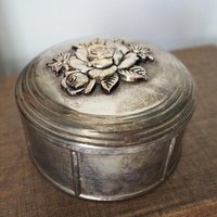 Vintage jewelry box | Vintage floral trinket box | Floral jewellery box | Vintage jewellery box | Silver plated jewellery box