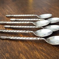 Set of six vintage demitasse spoons | Vintage silver plated spoons | Silver plated demitasse spoon set | Vintage demitasse spoons