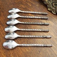 Set of six vintage demitasse spoons | Vintage silver plated spoons | Silver plated demitasse spoon set | Vintage demitasse spoons