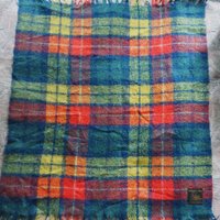 Vintage Robert Burns mohair and wool throw | Mohair plaid blanket | Made in Scotland | Small vintage mohair blanket | Vintage wool shawl