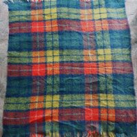 Vintage Robert Burns mohair and wool throw | Mohair plaid blanket | Made in Scotland | Small vintage mohair blanket | Vintage wool shawl