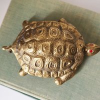 Vintage brass ashtray | Vintage turtle ashtray | Ashtray with lid | Brass turtle ashtray with lid | Vintage brass turtle ashtray