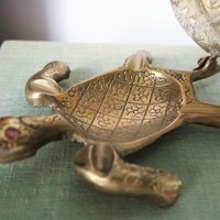 Vintage brass ashtray | Vintage turtle ashtray | Ashtray with lid | Brass turtle ashtray with lid | Vintage brass turtle ashtray