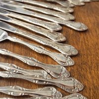Vintage flatware set for six | Vintage silver plated forks, knives and spoons | Small forks, knives and spoons | Small cutlery set