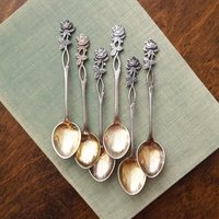 Set of six vintage teaspoons | Vintage alpacca silver teaspoons | Vintage teaspoons | Rose teaspoon set | Vintage alpacca teaspoons