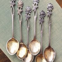 Set of six vintage teaspoons | Vintage alpacca silver teaspoons | Vintage teaspoons | Rose teaspoon set | Vintage alpacca teaspoons