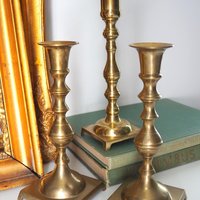 Set of three mismatched vintage candlesticks | Candle holders | Vintage brass candle holders | Mismatched brass candle holders