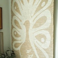 Vintage wall hanging | Peacock wall tapestry | Beige wall hanging | Vintage wall tapestry | Finnish wall tapestry | Peacock wall hanging