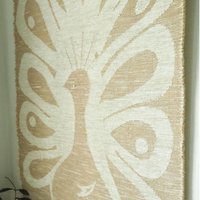 Vintage wall hanging | Peacock wall tapestry | Beige wall hanging | Vintage wall tapestry | Finnish wall tapestry | Peacock wall hanging