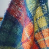 Vintage Robert Burns mohair and wool throw | Mohair plaid blanket | Made in Scotland | Small vintage mohair blanket | Vintage wool shawl