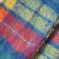 Vintage Robert Burns mohair and wool throw | Mohair plaid blanket | Made in Scotland | Small vintage mohair blanket | Vintage wool shawl