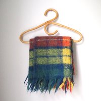 Vintage Robert Burns mohair and wool throw | Mohair plaid blanket | Made in Scotland | Small vintage mohair blanket | Vintage wool shawl