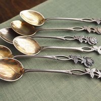 Set of six vintage teaspoons | Vintage alpacca silver teaspoons | Vintage teaspoons | Rose teaspoon set | Vintage alpacca teaspoons