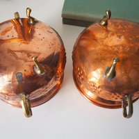 Set of two vintage copper planters | Matching copper planters | Round copper planters | Vintage planters with handles