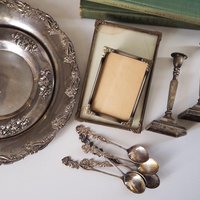 Vintage silver plated home decor set | Alpacca silver spoons and plates | Vintage home accessories | Candlestick holders and photo frames