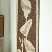 Vintage wall hanging | Long wall hanging | Scandinavian woven textile | Brown and beige wall hanging | Retro wall hanging