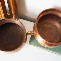Set of two vintage copper planters | Matching copper planters | Round copper planters | Vintage planters with handles