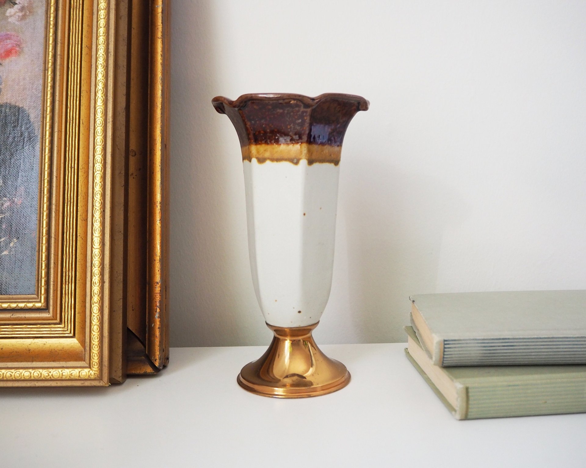 Vintage ceramic vase | Vintage vase | Brown ceramic vase | Vintage Scandinavian home decor | Made in Finland | Turun Hopea