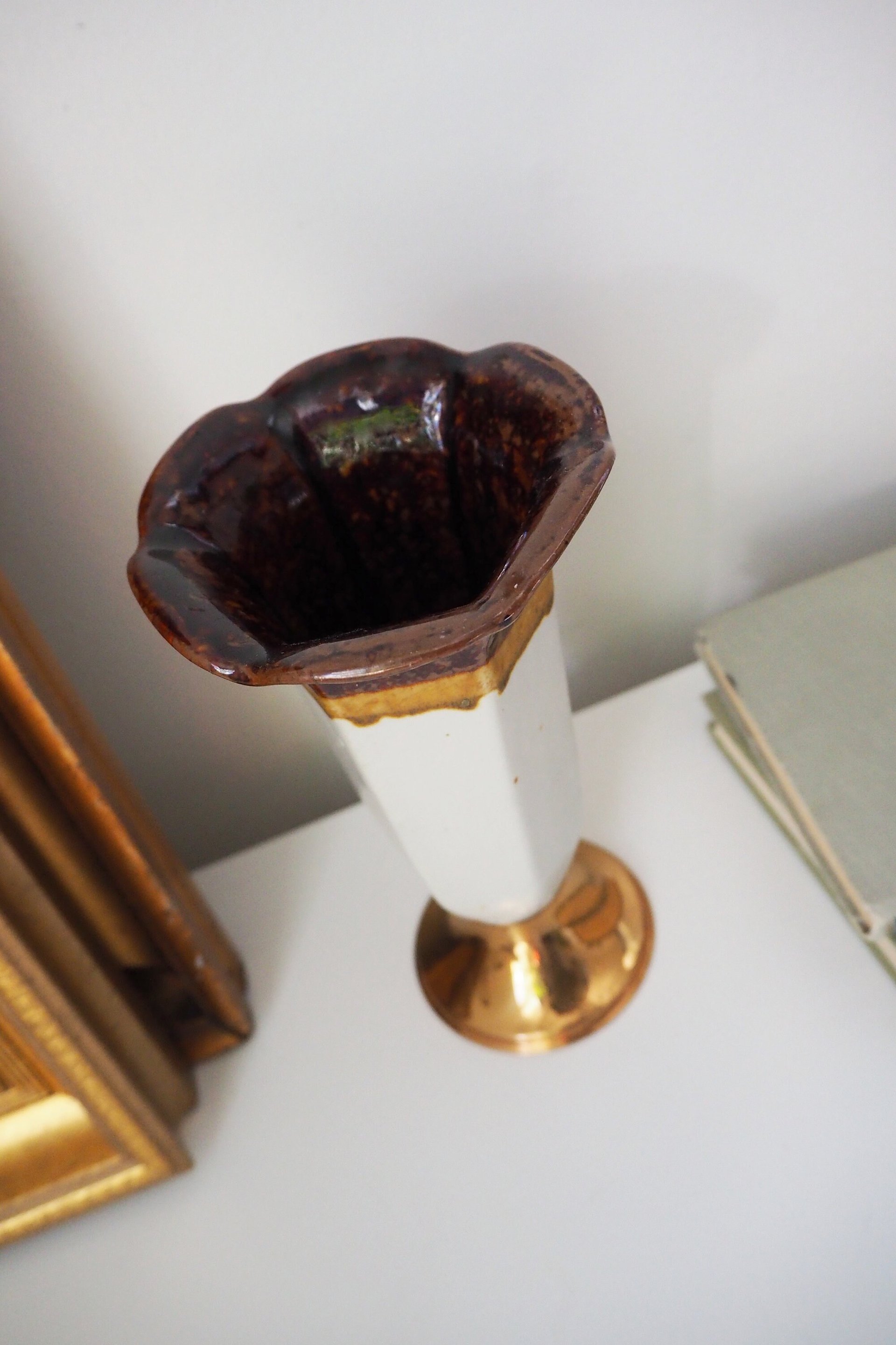 Vintage ceramic vase | Vintage vase | Brown ceramic vase | Vintage Scandinavian home decor | Made in Finland | Turun Hopea