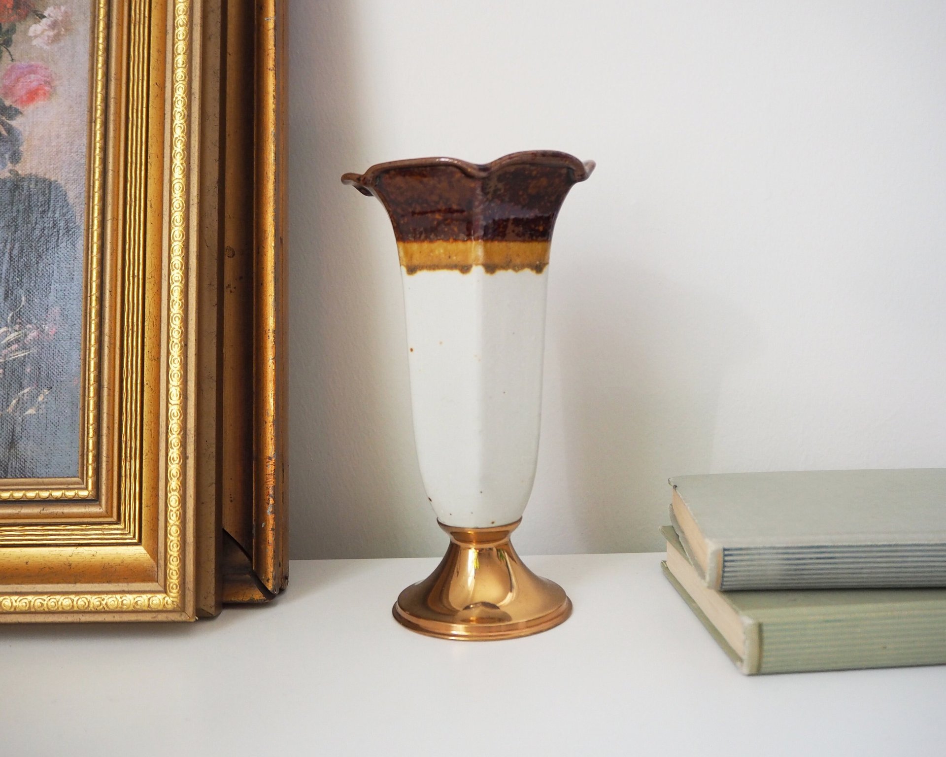 Vintage ceramic vase | Vintage vase | Brown ceramic vase | Vintage Scandinavian home decor | Made in Finland | Turun Hopea