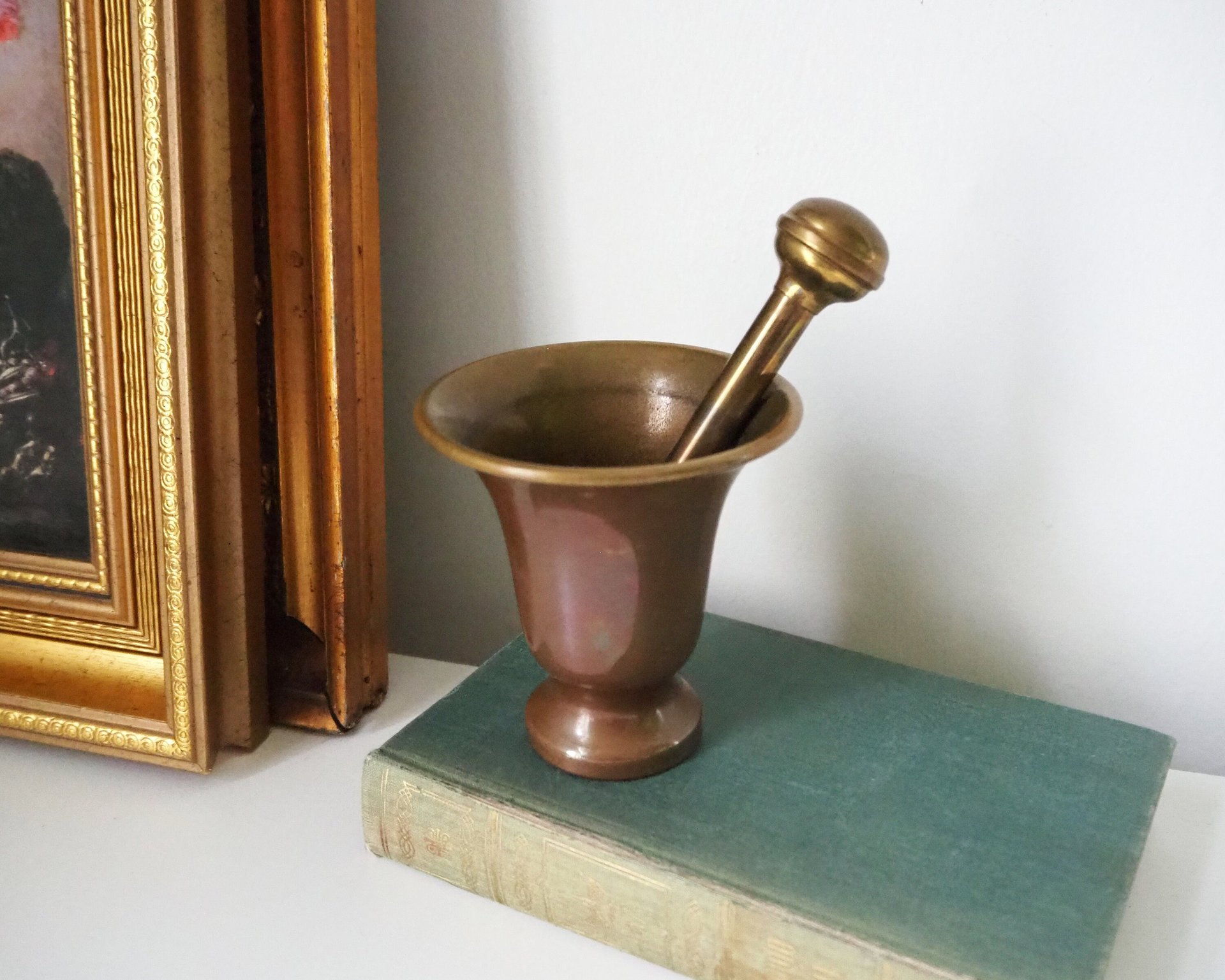 Vintage brass mortar and pestle | Heavy brass mortar | Vintage brass and copper mortar | Vintage mortar and pestle | Vintage kitchenware