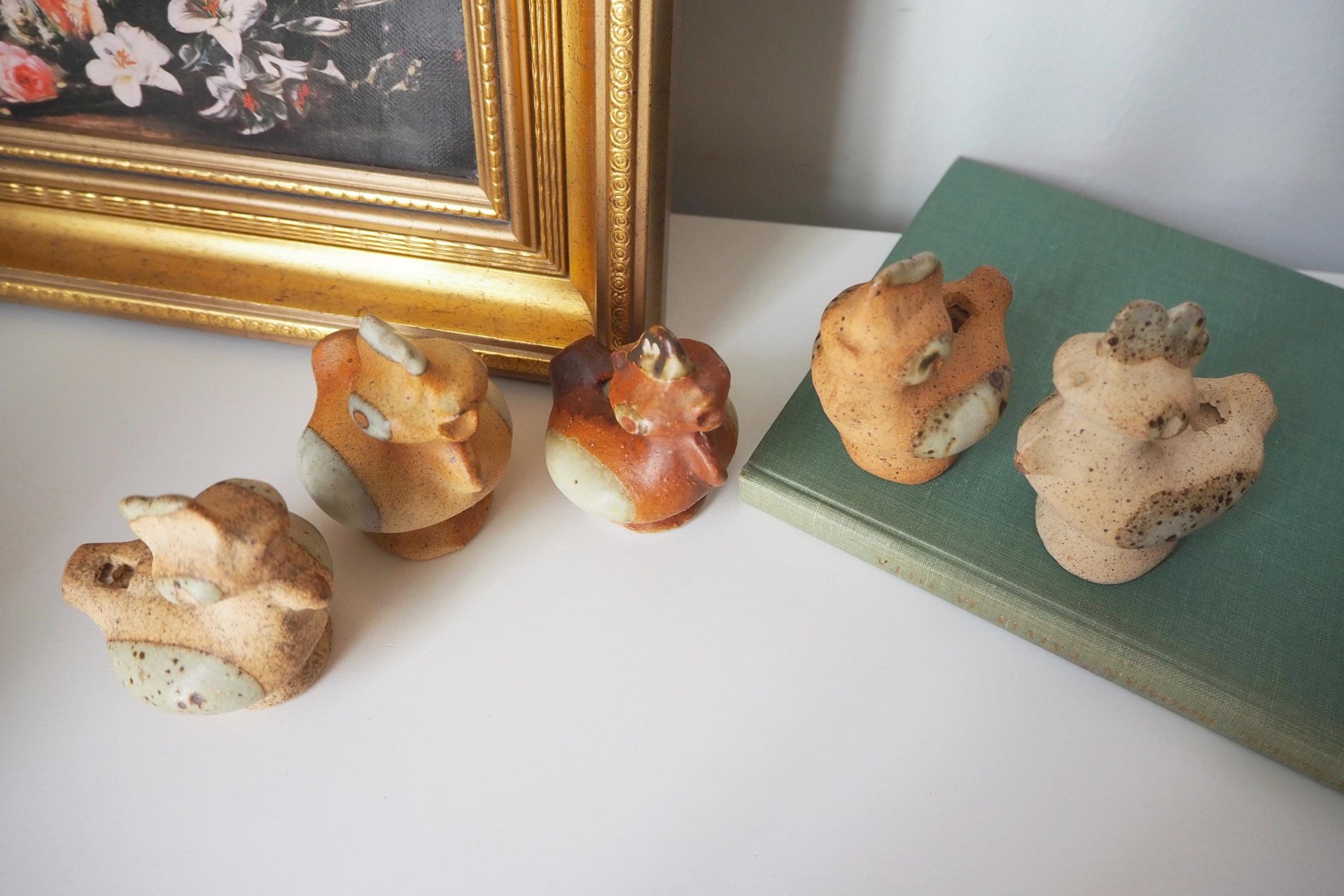 Vintage bird whistle set | Ceramic bird whistles | Set of five vintage bird whistles | Made in Finland | Finnish bird whistles