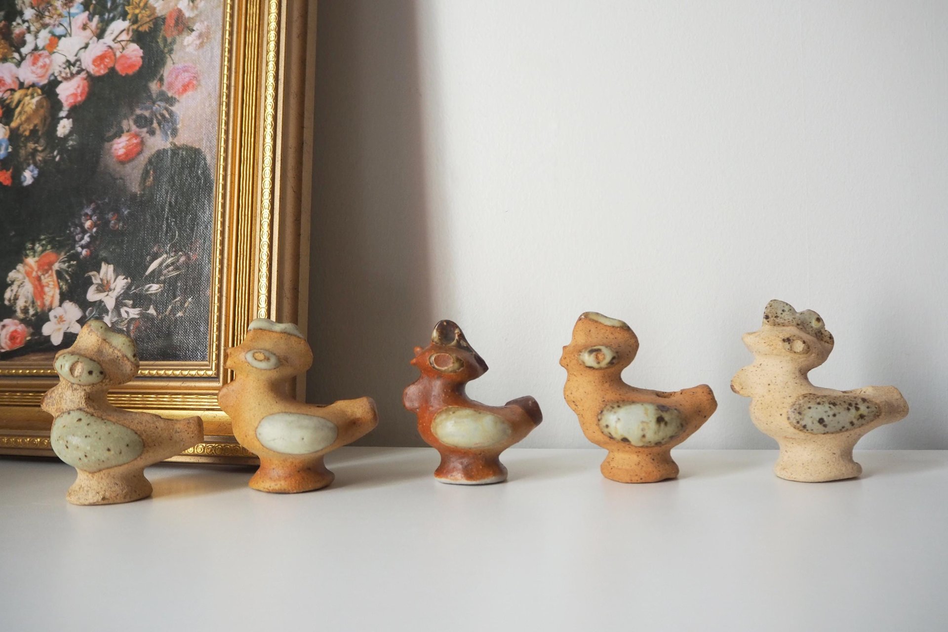 Vintage bird whistle set | Ceramic bird whistles | Set of five vintage bird whistles | Made in Finland | Finnish bird whistles