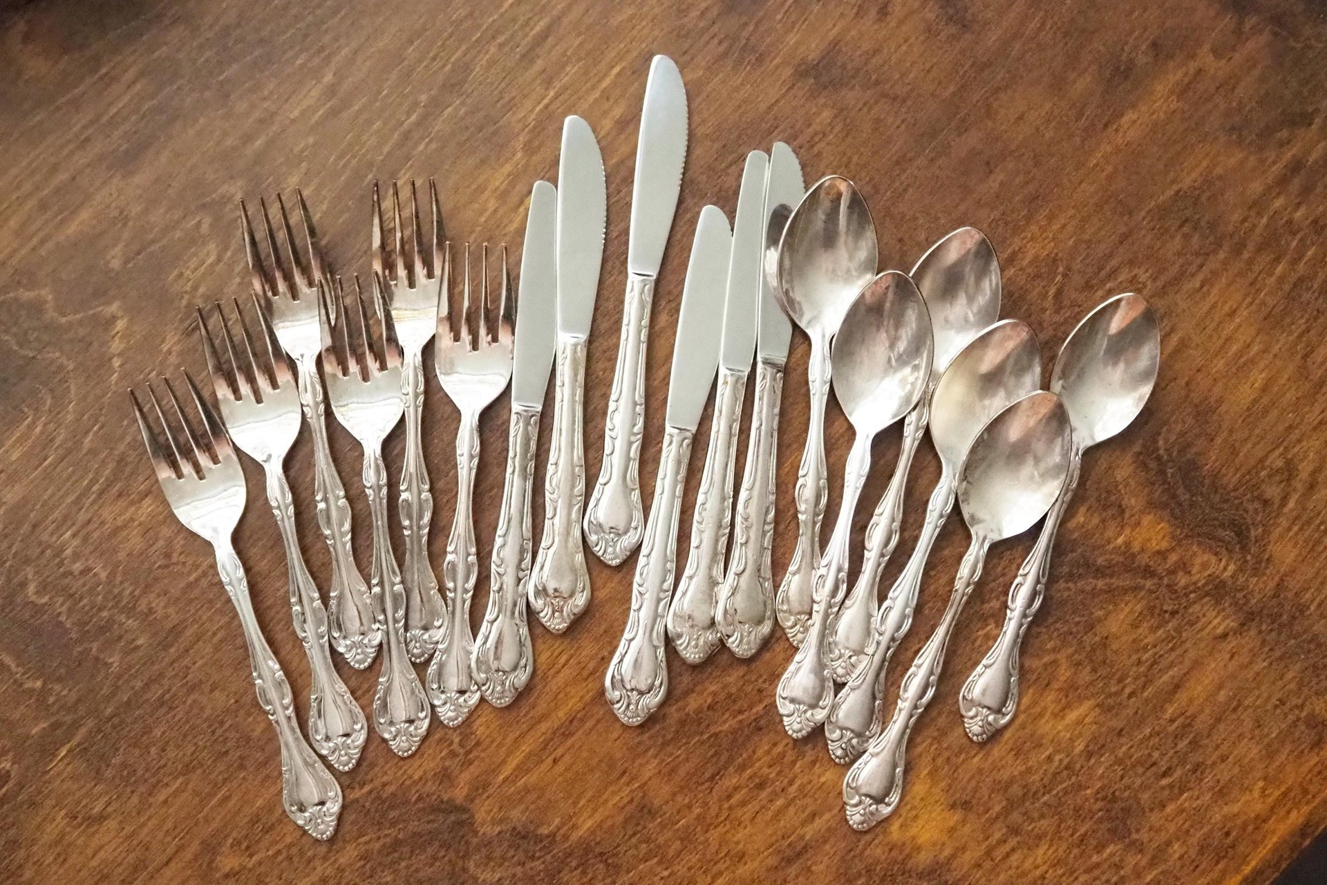 Vintage flatware set for six | Vintage silver plated forks, knives and spoons | Small forks, knives and spoons | Small cutlery set