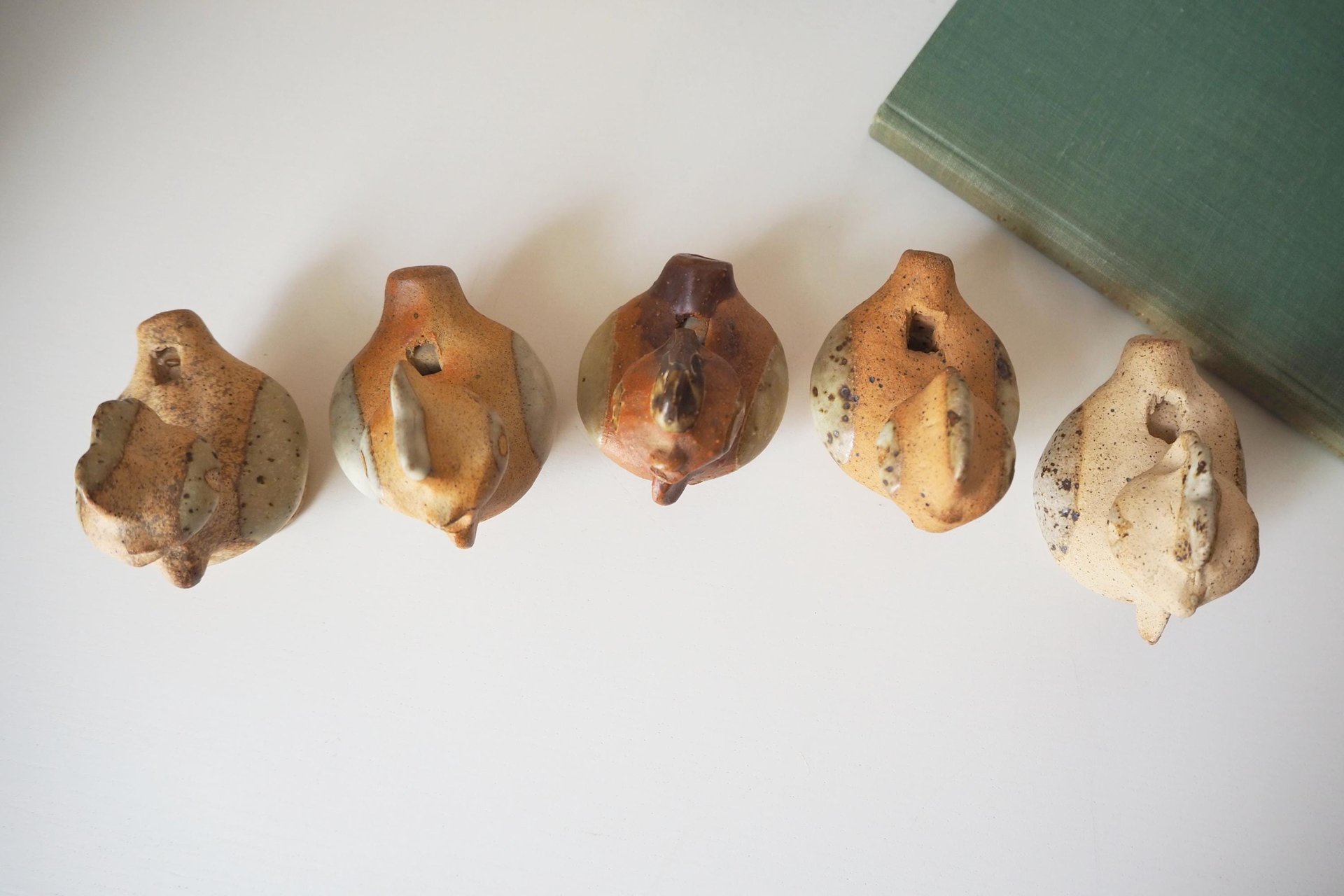 Vintage bird whistle set | Ceramic bird whistles | Set of five vintage bird whistles | Made in Finland | Finnish bird whistles