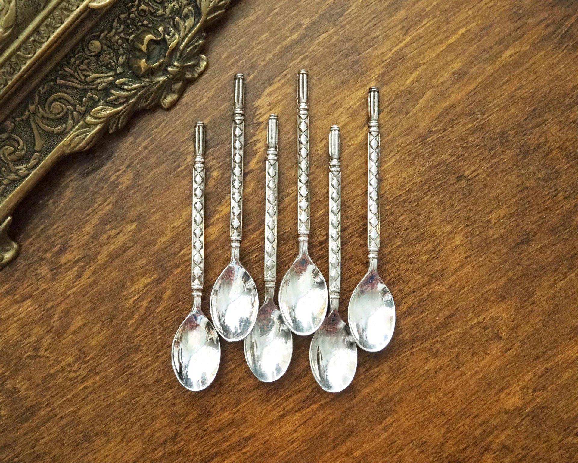 Set of six vintage demitasse spoons | Vintage silver plated spoons | Silver plated demitasse spoon set | Vintage demitasse spoons