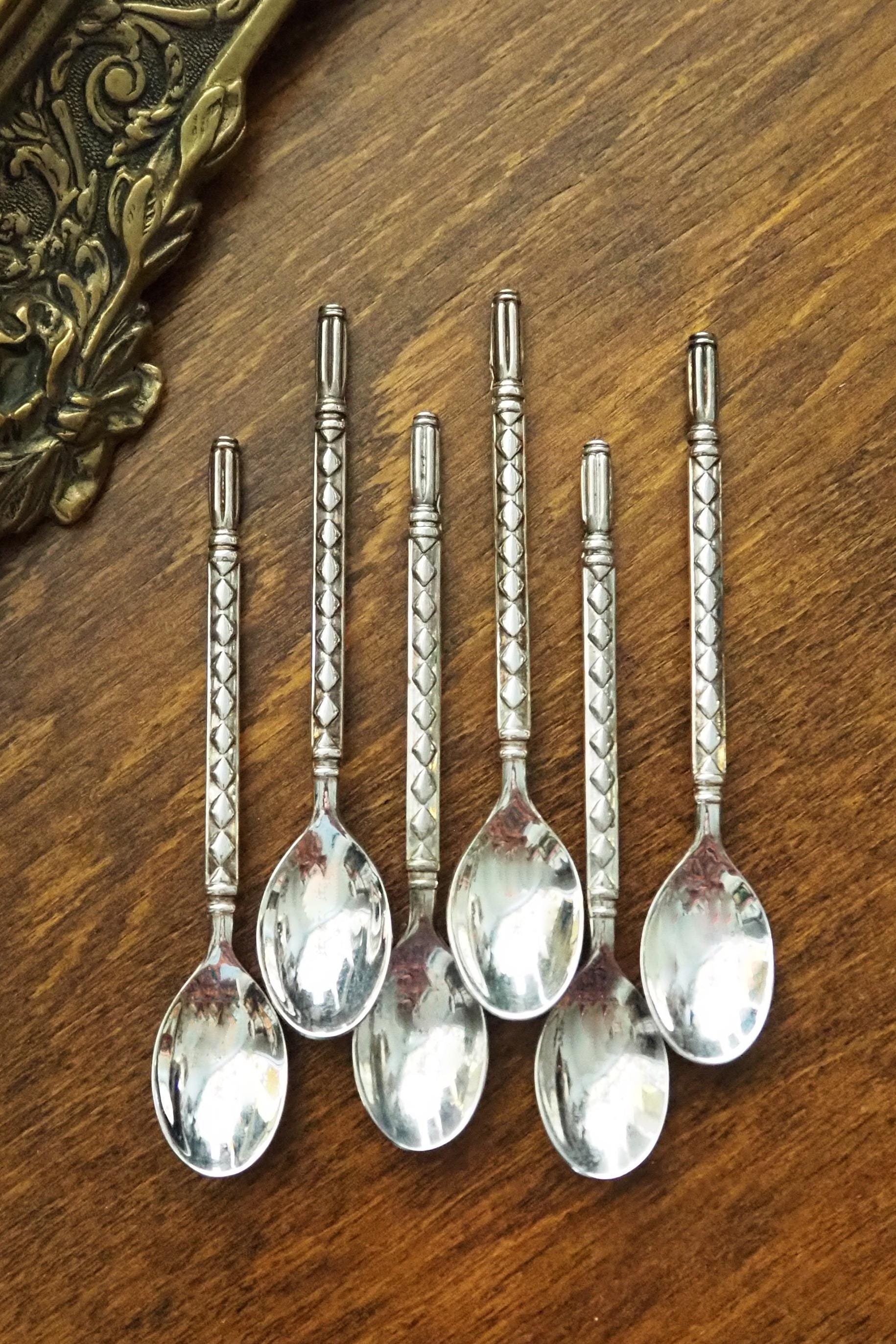 Set of six vintage demitasse spoons | Vintage silver plated spoons | Silver plated demitasse spoon set | Vintage demitasse spoons