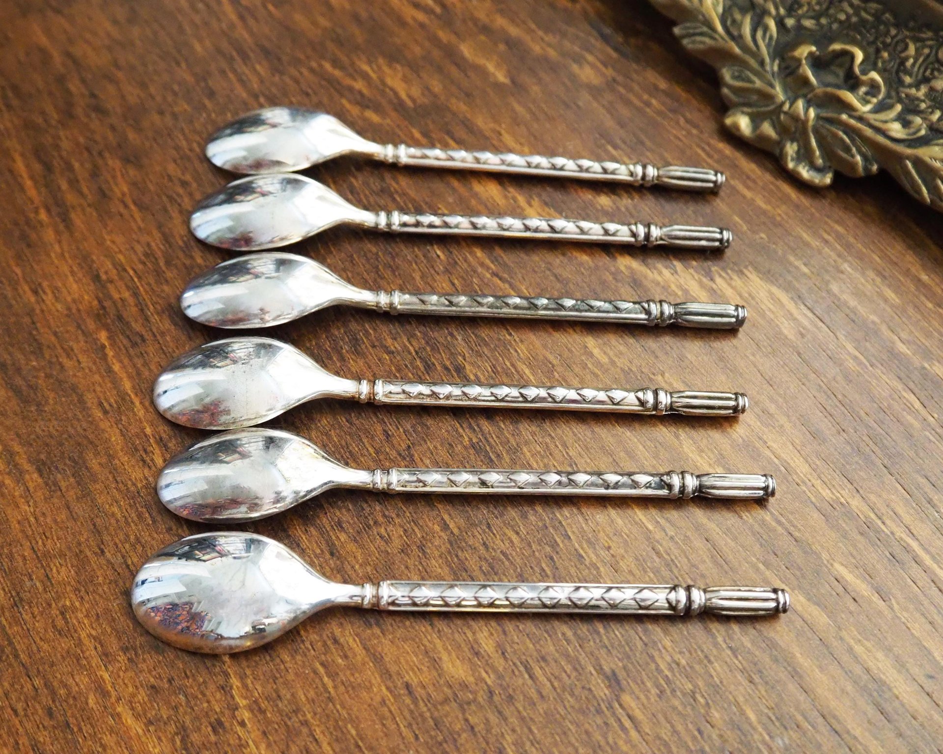 Set of six vintage demitasse spoons | Vintage silver plated spoons | Silver plated demitasse spoon set | Vintage demitasse spoons