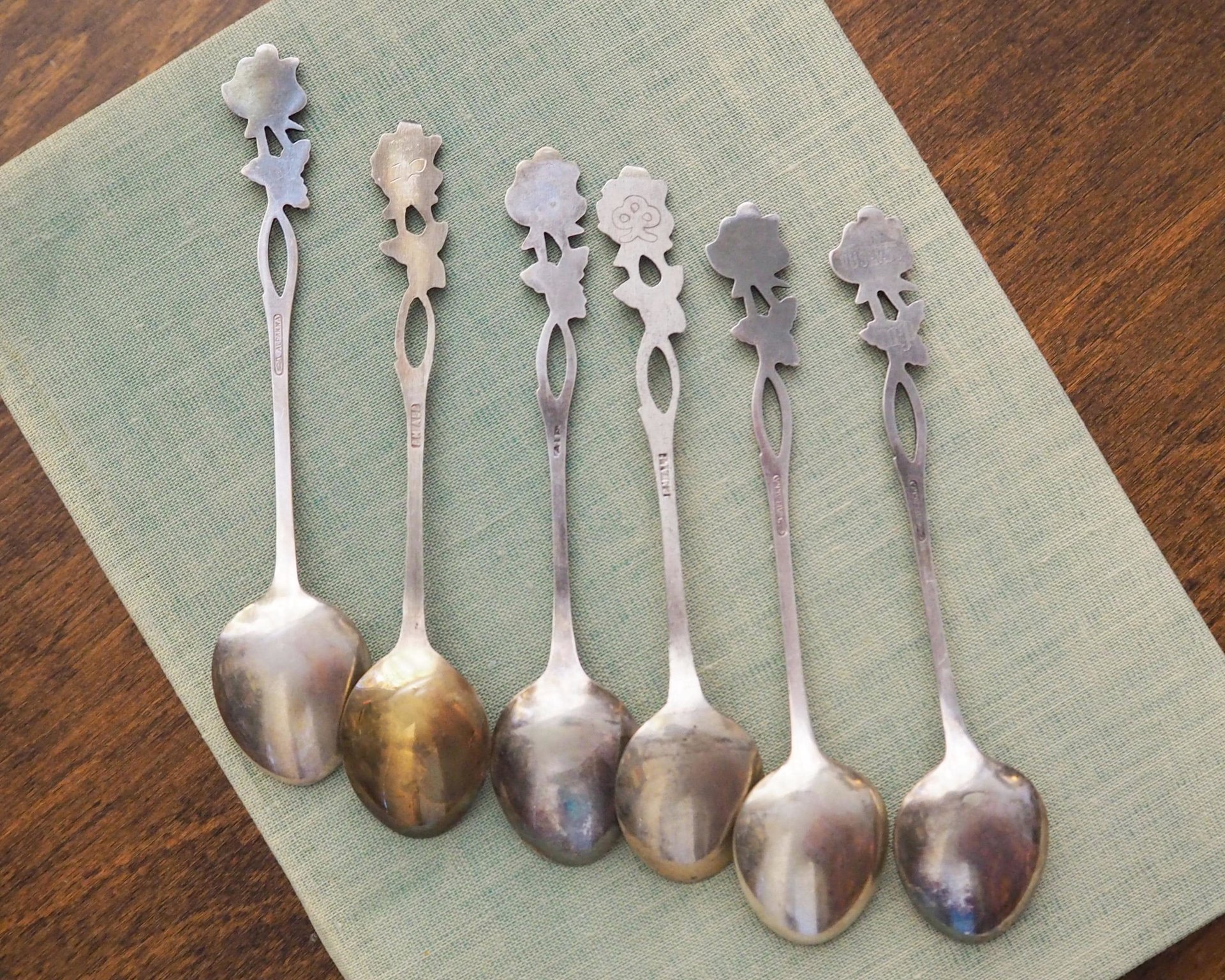 Set of six vintage teaspoons | Vintage alpacca silver teaspoons | Vintage teaspoons | Rose teaspoon set | Vintage alpacca teaspoons