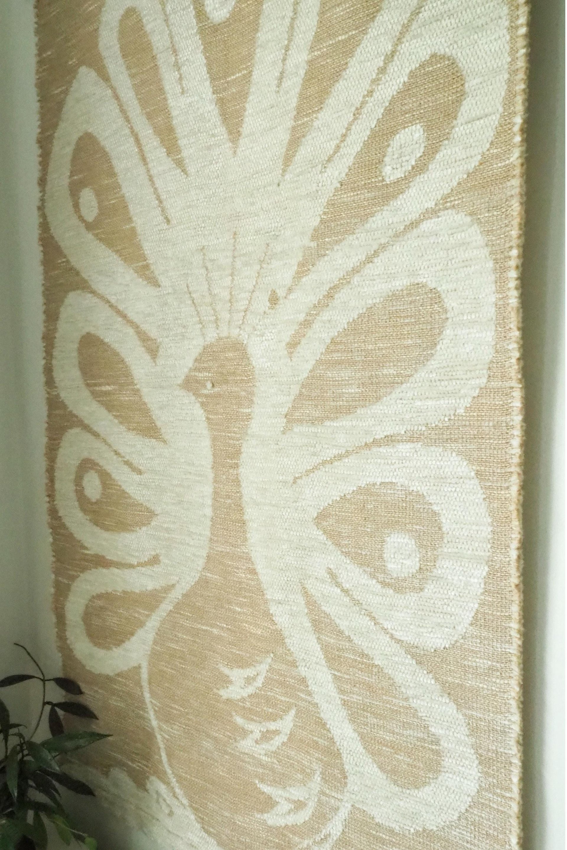 Vintage wall hanging | Peacock wall tapestry | Beige wall hanging | Vintage wall tapestry | Finnish wall tapestry | Peacock wall hanging