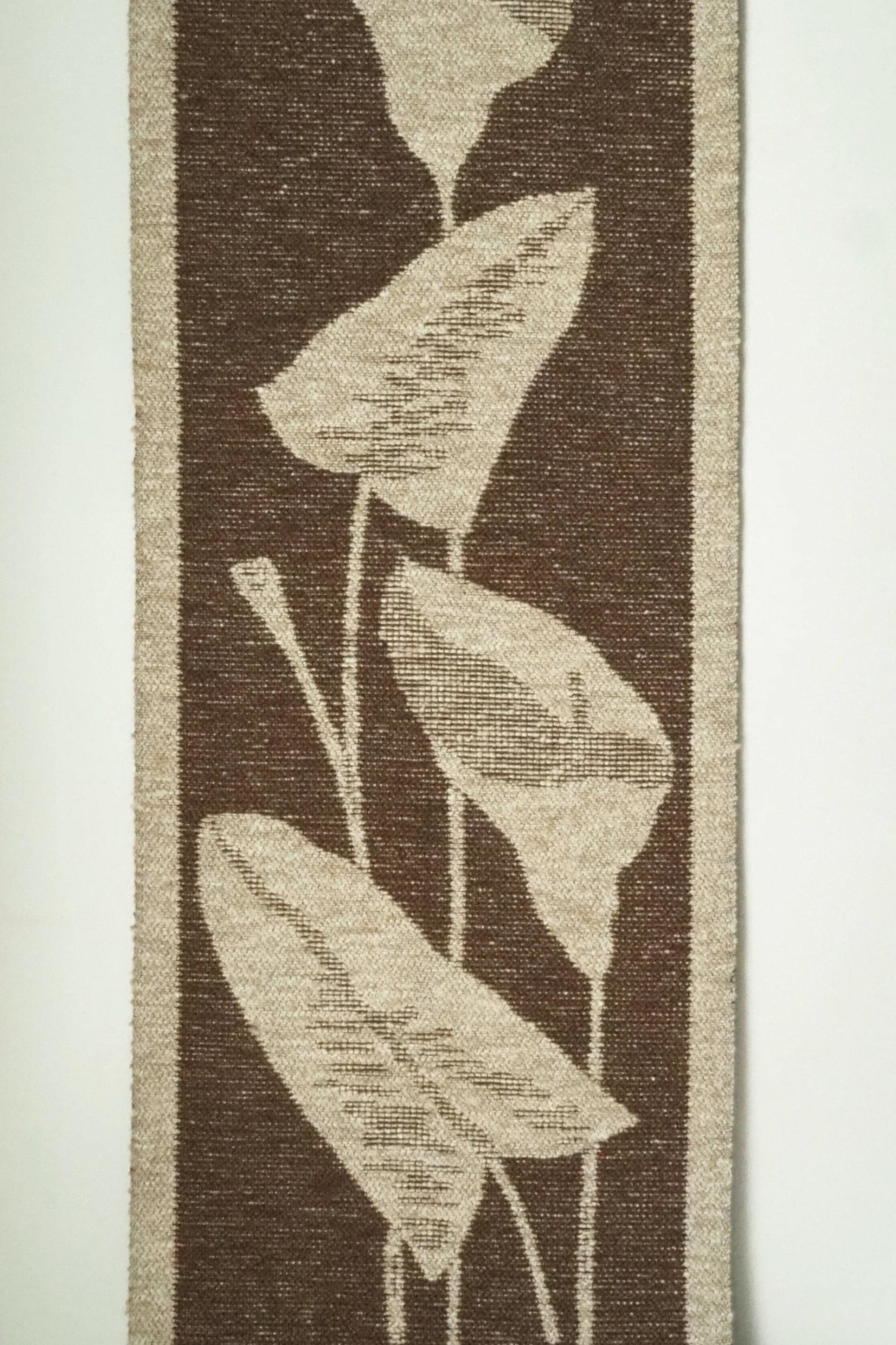 Vintage wall hanging | Long wall hanging | Scandinavian woven textile | Brown and beige wall hanging | Retro wall hanging