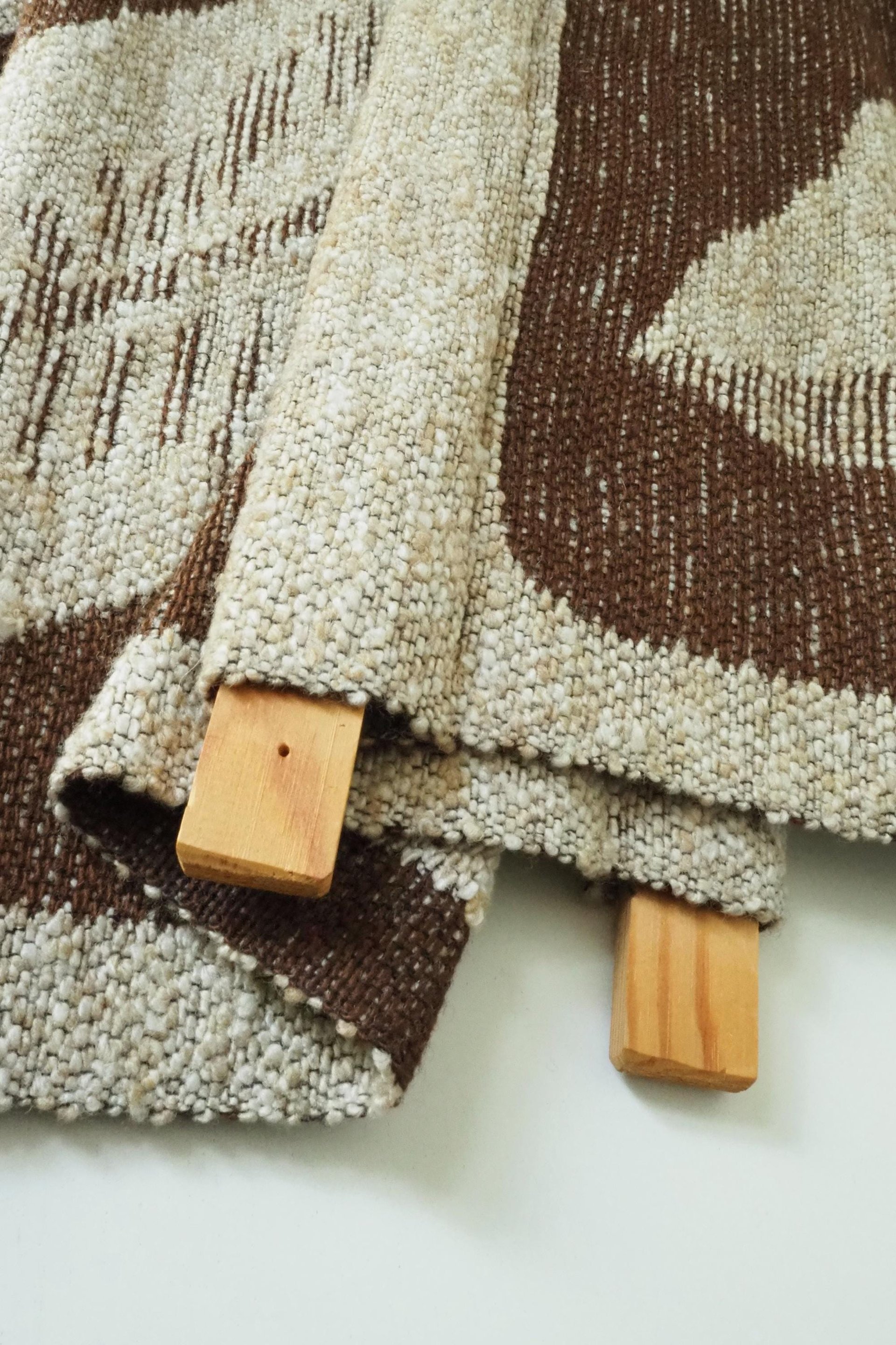 Vintage wall hanging | Long wall hanging | Scandinavian woven textile | Brown and beige wall hanging | Retro wall hanging