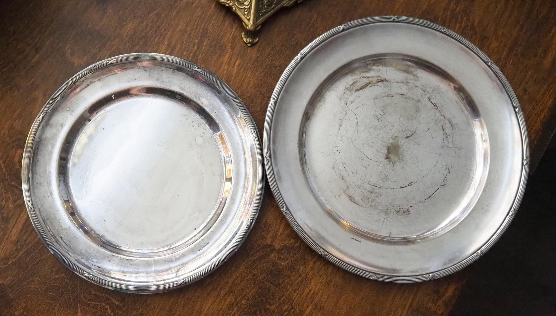 Vintage alpacca silver trays | Set of two simple silver trays | Alpacca silver platters | Vintage serving trays | Vintage silver plated tray