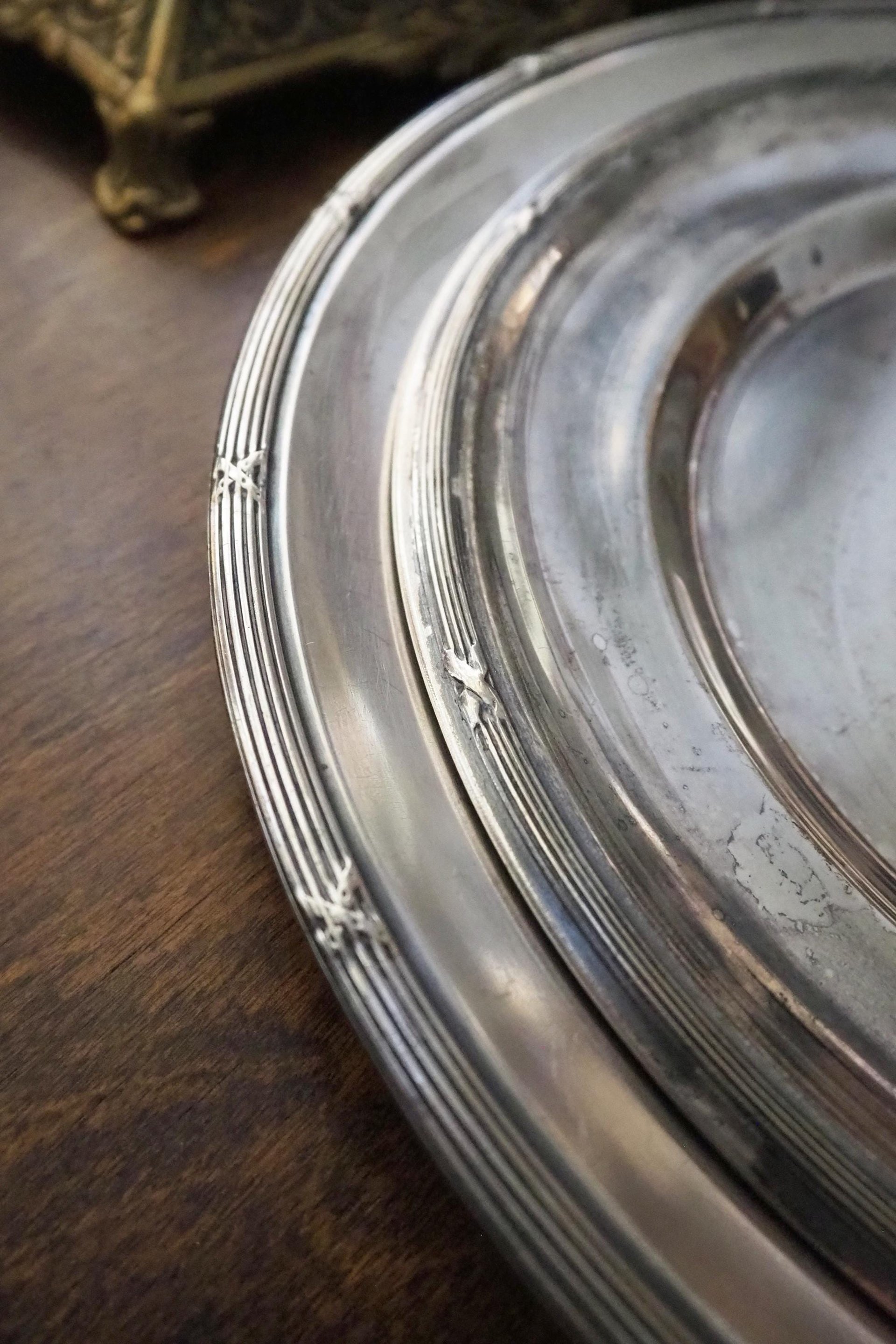 Vintage alpacca silver trays | Set of two simple silver trays | Alpacca silver platters | Vintage serving trays | Vintage silver plated tray