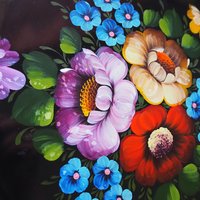 Vintage floral metal tray | Large handpainted floral tray | Vintage Russian floral tray | Vintage Zhostovo tray